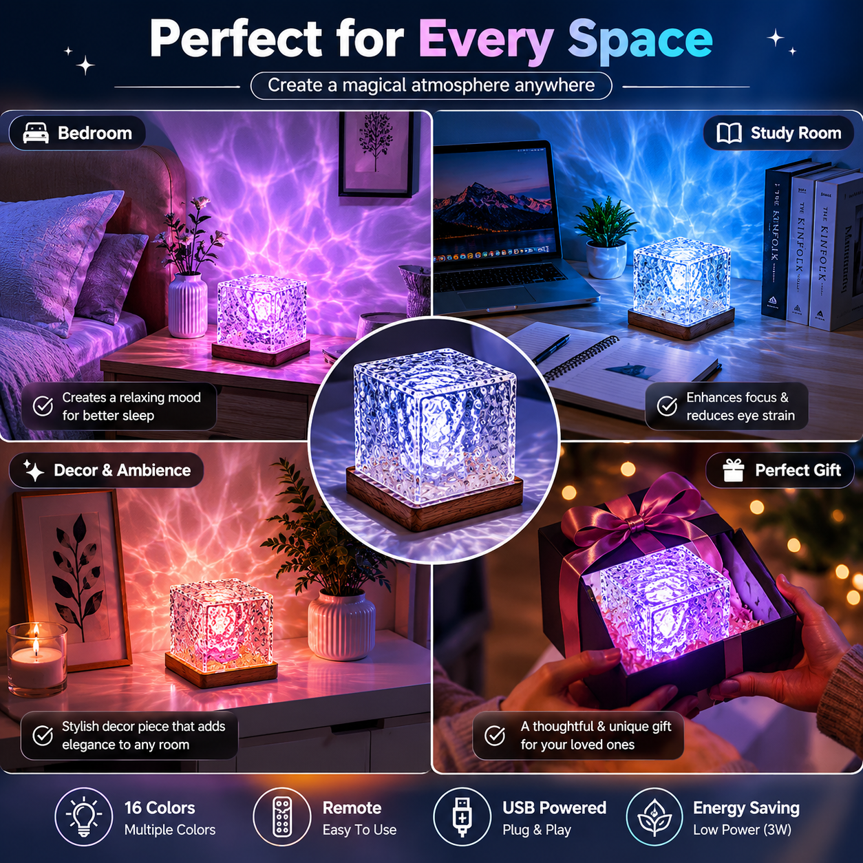 Aurora Wave Ambient Crystal Lamp
