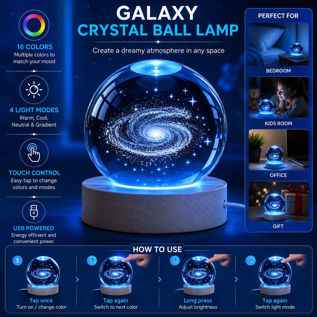 Luxury Crystal Globe Night Lamp